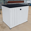 White Pump Shed - Slatted - Vertical CUSTOM Sizes with Doors & Roof